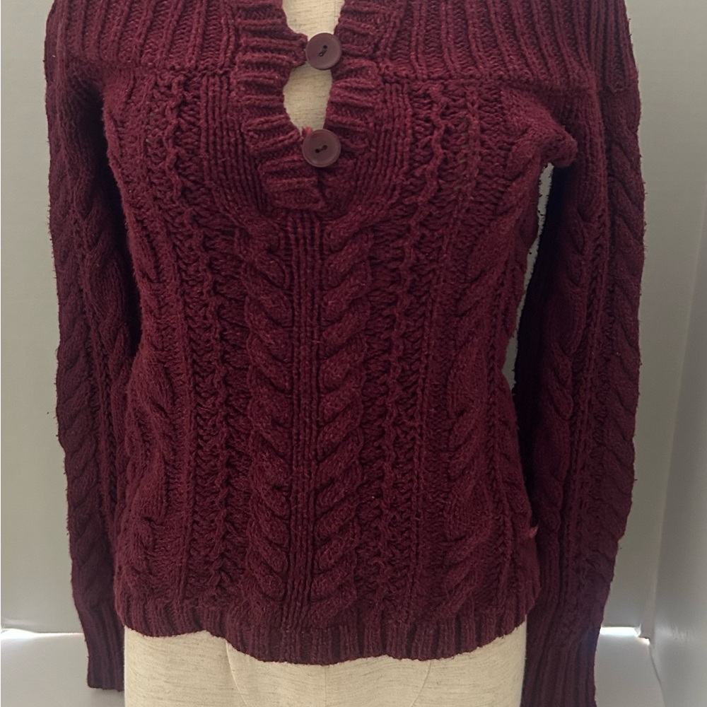 American Eagle Outfitters Maroon Off-the-Shoulder Sweater